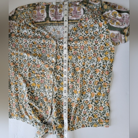 Lucky Brand Cottagecore Floral Pattern Button Down Short Sleeve Blouse - Picture 4 of 9